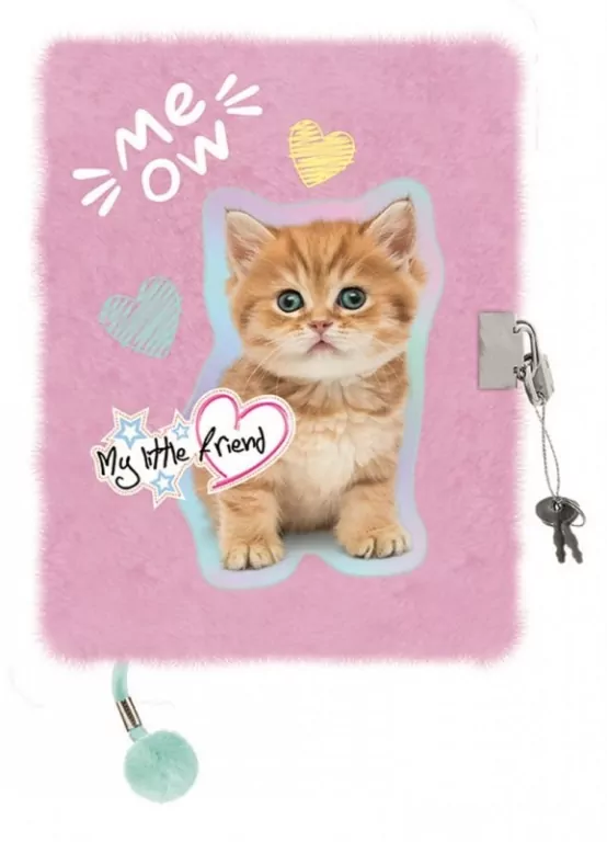 Pamiętnik z kłódką 3D włochacz A5 96k My Little Friend PASTEL KITTY - tantis.pl