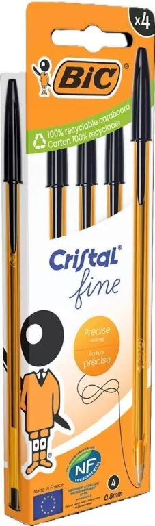 Długopis Cristal Original Fine czarny 4szt BIC - tantis.pl