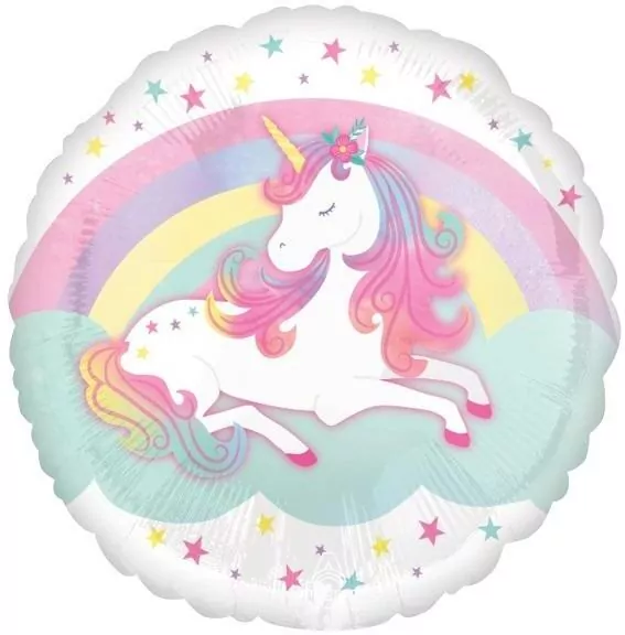 Balon foliowy Jednorożec standard okrągły 43cm - tantis.pl