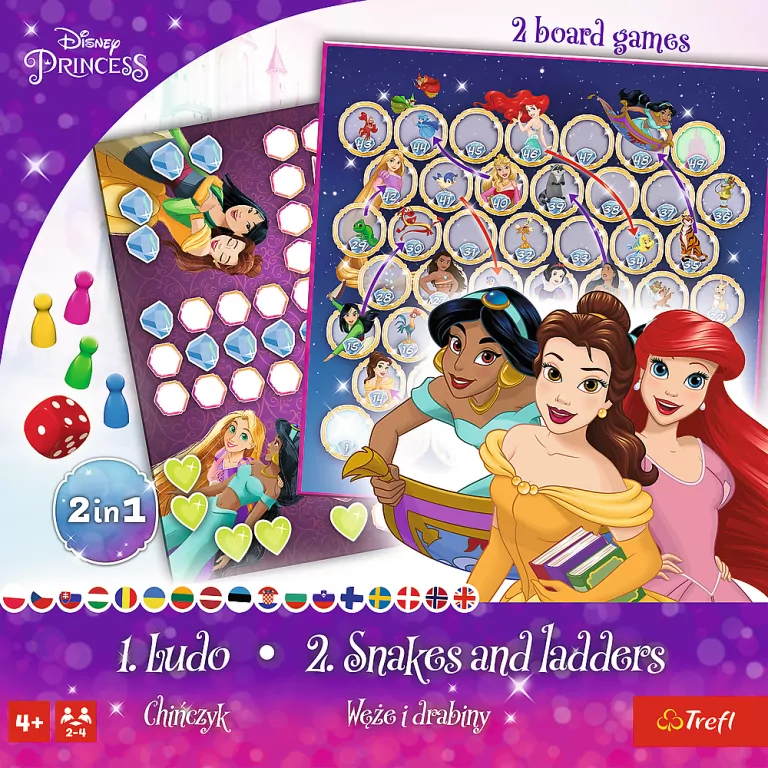 2w1 Chińczyk / Węże i drabiny. Princess - tantis.pl