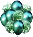 Balony zieleń metalik i konfetti - tantis.pl