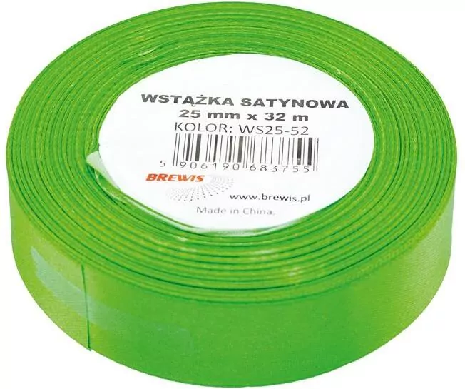 Wstążka satynowa 25mmx32m. Zielona - tantis.pl