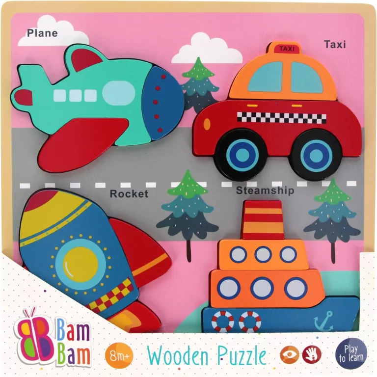 Układanka edukacyjna POJAZDY BAM BAM 30X30X2 - tantis.pl
