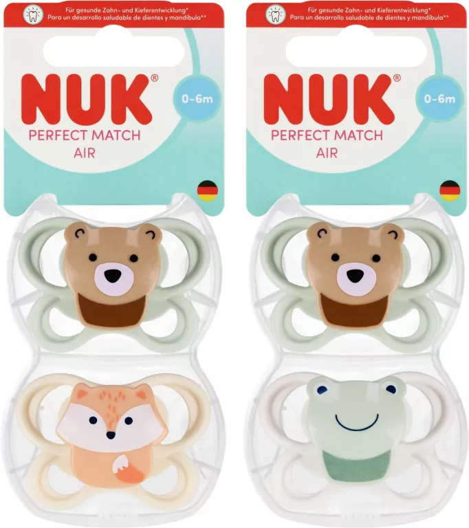 NUK. Air. Smoczek. 0-6 miesięcy. Miś. Żabka - tantis.pl