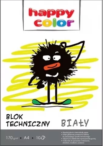 Blok techniczny biały A4. Happy Color 20 szt - tantis.pl