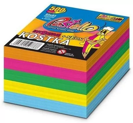 Kostka klejona 85x85mm 500 kartek kolorowa - tantis.pl