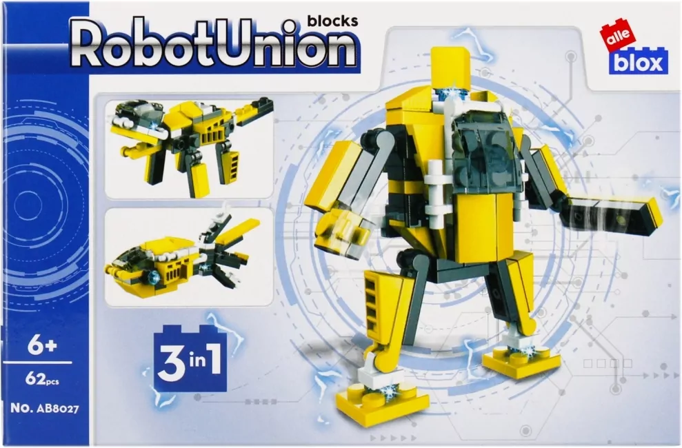 Klocki konstrukcyjne Alleblox RobotUnion 62el żółty - tantis.pl