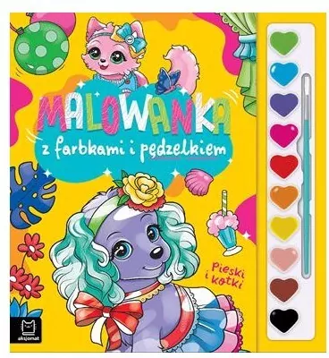 Malowanka z farbkami i pędzelkiem. Pieski i kotki - tantis.pl