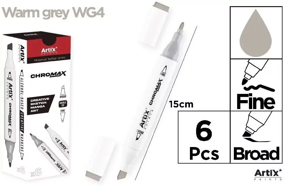 Marker Chromax z 2 końcówk. warm grey WG4 (6szt) - tantis.pl