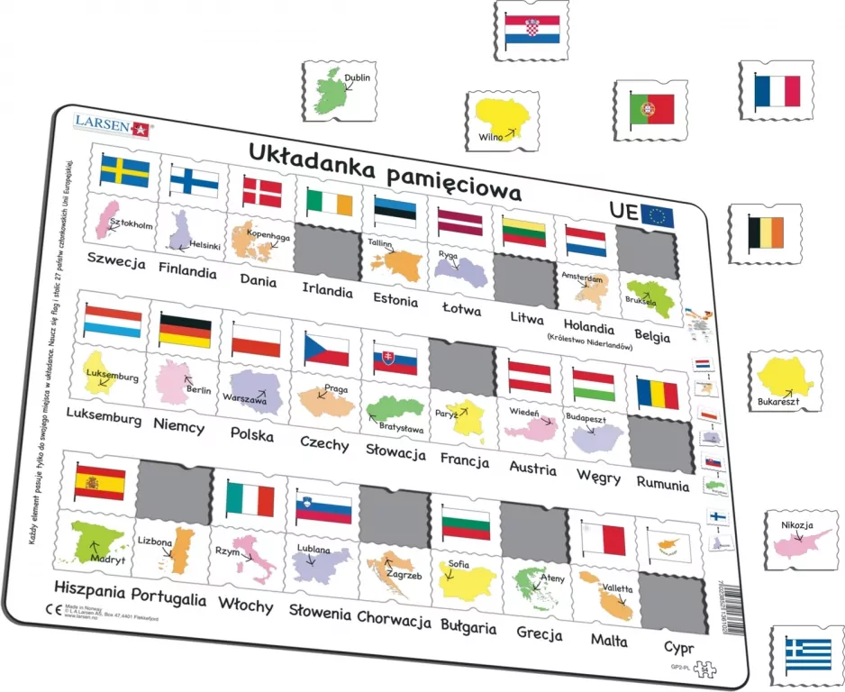 Układanka Unia Europejska. Flagi, stolice - tantis.pl