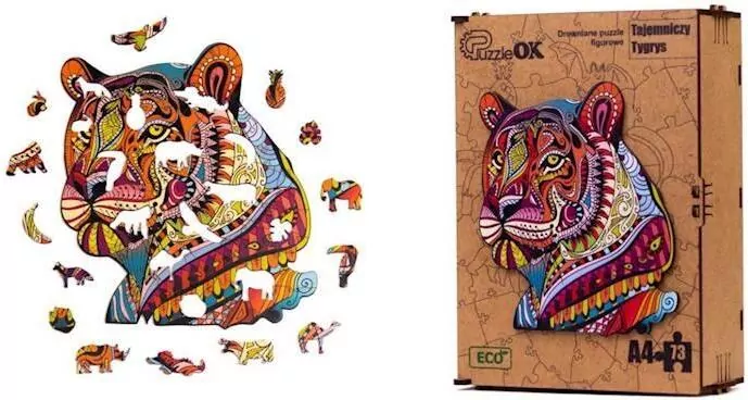 Puzzle drewniane eko 73 Tajemniczy tygrys A4 - tantis.pl