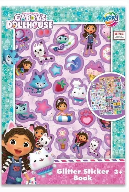 Książeczka naklejek brokat A5 8ark Koci Domek Gabi - tantis.pl