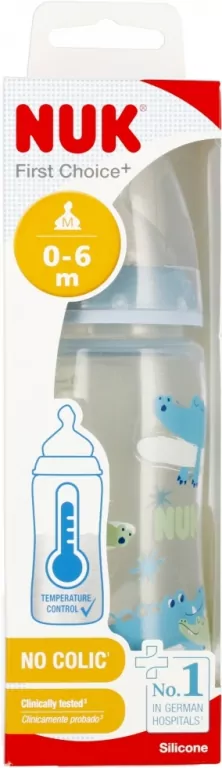 NUK. First Choice. Butelka 300ml. 0-6 miesięcy. Krokodyl - tantis.pl