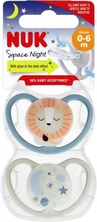 Smoczki silikonowe 0-6m Space Night NUK - tantis.pl