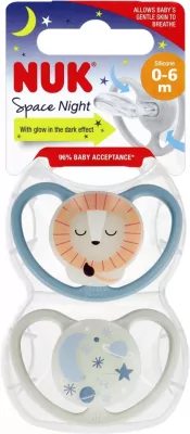 Smoczki silikonowe 0-6m Space Night NUK