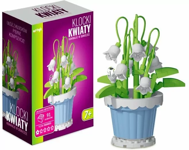 Klocki kwiaty - konwalie w doniczce 91el - tantis.pl