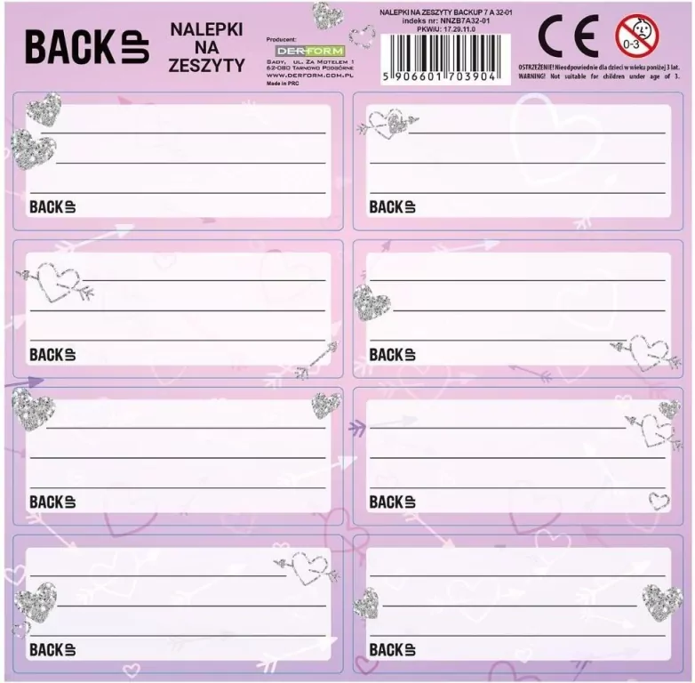 Nalepki na zeszyty BackUp 7 A32  DERFORM - tantis.pl