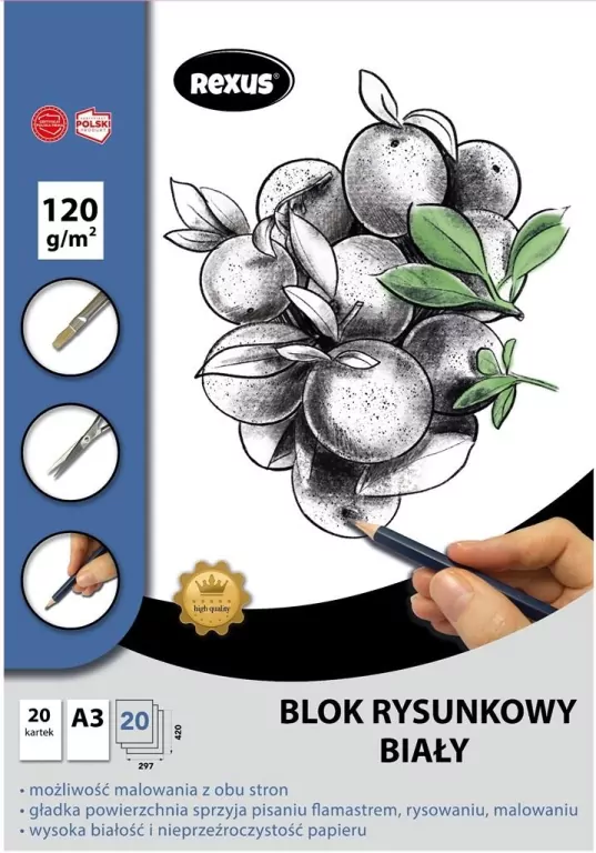 Blok rysunkowy A3/20K biały Premium - tantis.pl