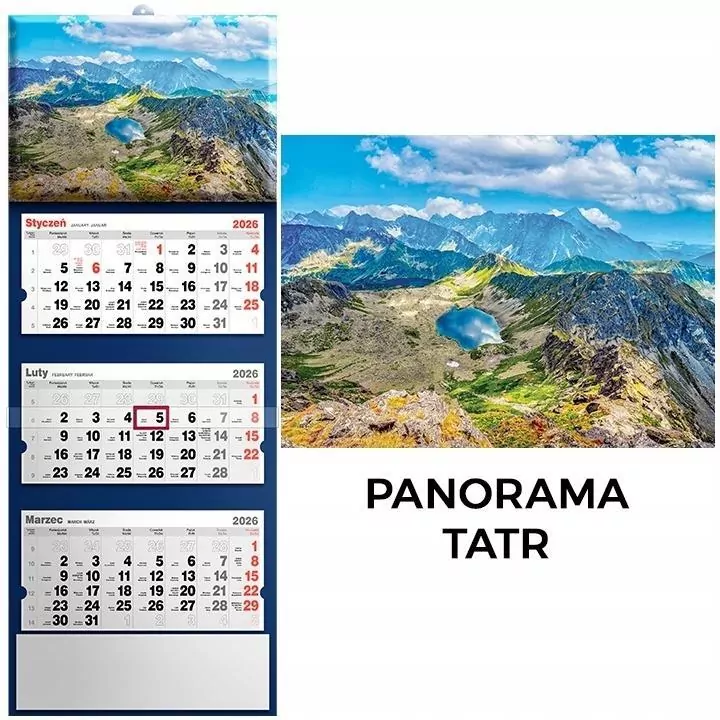 Kalendarz 2026 trójdzielny panorama tatr - tantis.pl