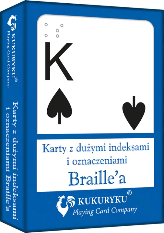 Karty do gry niebieskie z dużymi indeksami i znakami Braile'a - tantis.pl