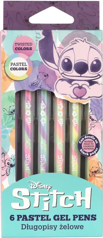 Długopisy żelowe Disney Fashion Stitch pastel 6 szt. - tantis.pl