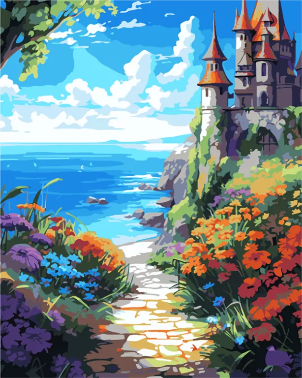 Malowanie po numerach 40x50 Zamek nad morzem - tantis.pl