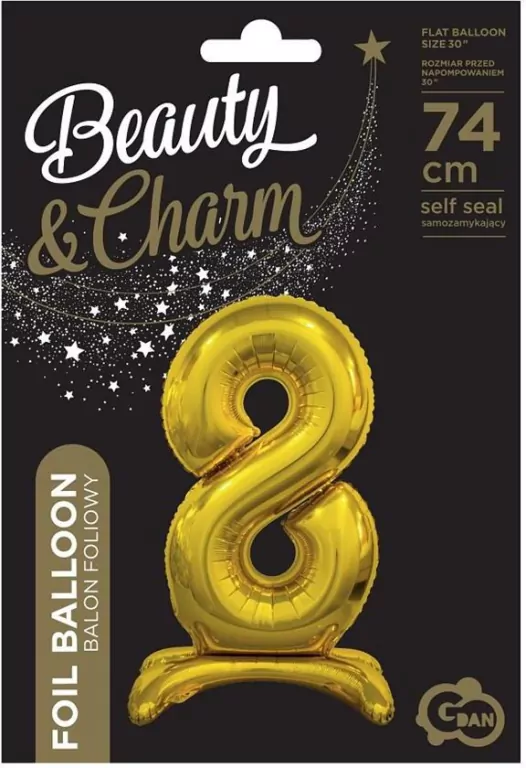Balon foliowy B&C stojąca 8, złota 74cm - tantis.pl