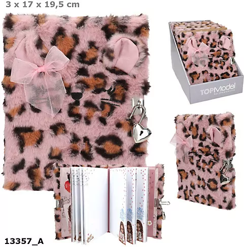 Pamiętnik pluszowy na kłódkę Top Model różowy 13357A - tantis.pl