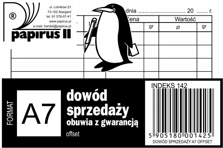 Druk Dowód sprzedaży obuwia, A7 - tantis.pl