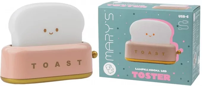 Lampka nocna LED toster różowy - tantis.pl
