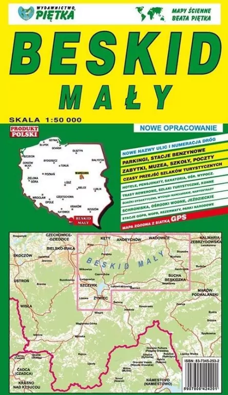 Beskid Mały 1:50 000 mapa turystyczna PIĘTKA - tantis.pl
