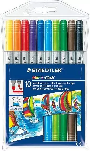 Flamastry dwustronne NC 10 kolorów STAEDTLER - tantis.pl