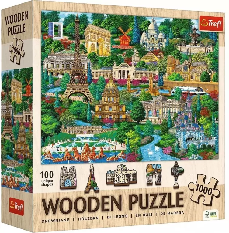 Puzzle drewniane 1000 Francja znane miejsca TREFL - tantis.pl