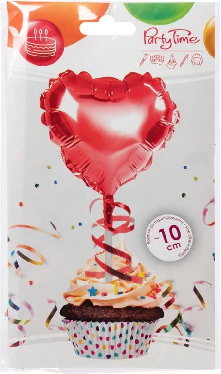 Balon foliowy na patyczku serce czerwony - tantis.pl
