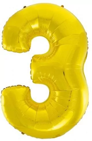Balon foliowy. "Cyfra 3", złota, 92 cm - tantis.pl