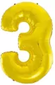 Balon foliowy. "Cyfra 3", złota, 92 cm - tantis.pl