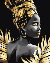 Malowanie po numerach + złota farba - Złoty duch..