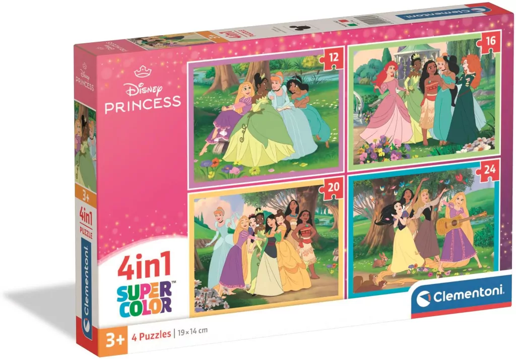 Puzzle 4 w 1 Super Color. Disney Princess - tantis.pl