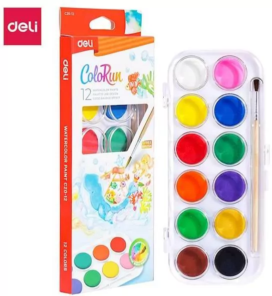 Farby akwarelowe ColoRun 12 kolorów DELI - tantis.pl