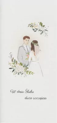 Karnet. Ślub. Para Młoda w kwiatach