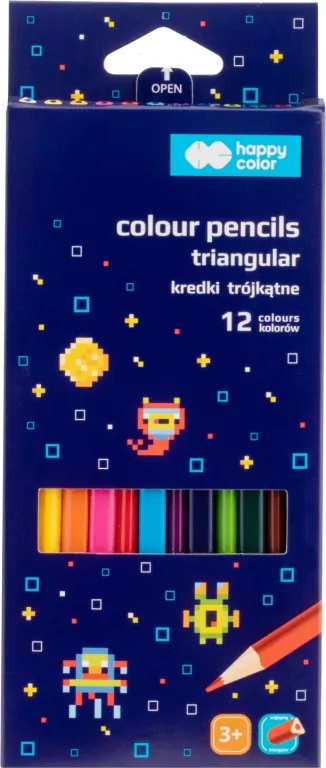 Kredki drewniane trójkątne Pixi Planet 12 kolorów - tantis.pl