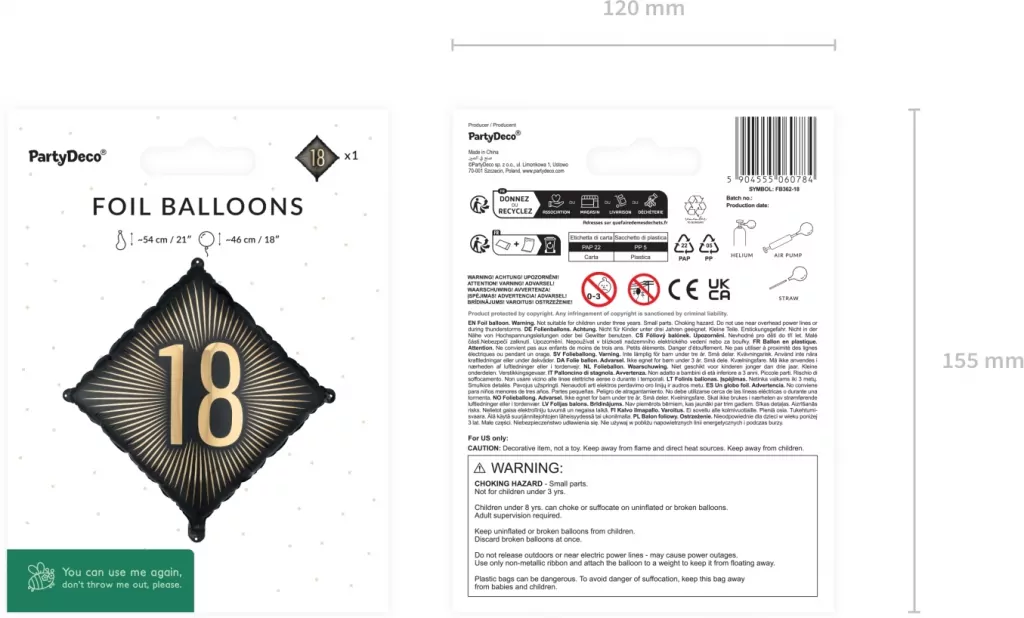 Balon foliowy 18 46x46cm - tantis.pl
