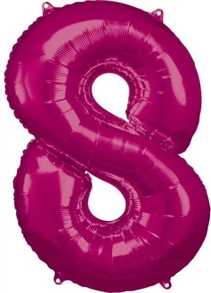 Balon foliowy cyfra 8 różowa 57x86cm - tantis.pl