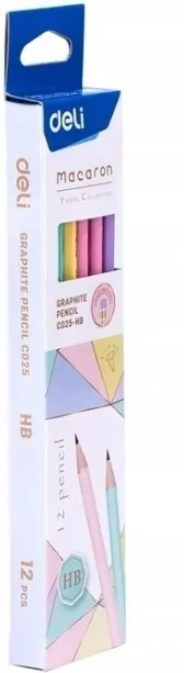 Ołówek HB Macaron 12szt DELI - tantis.pl