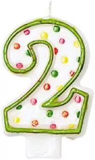 Świeczka cyferka 2 kropki 7,6cm - tantis.pl
