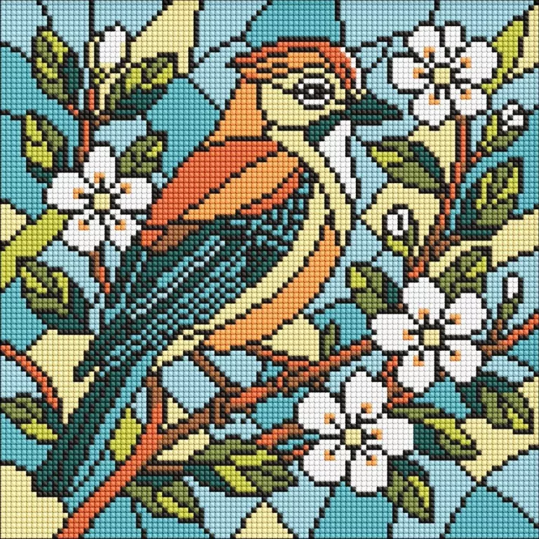 Diamentowa mozaika - Witraż. Sójka 30x30cm - tantis.pl