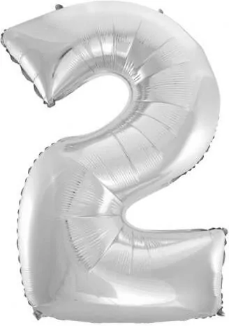 Balon foliowy cyfra 2 Beauty&Charm srebrna 92 cm - tantis.pl
