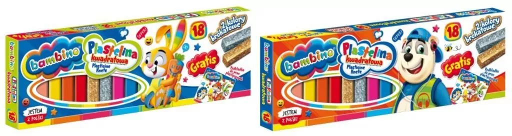 Plastelina kwadratowa Bambino. 18 kolorów - tantis.pl