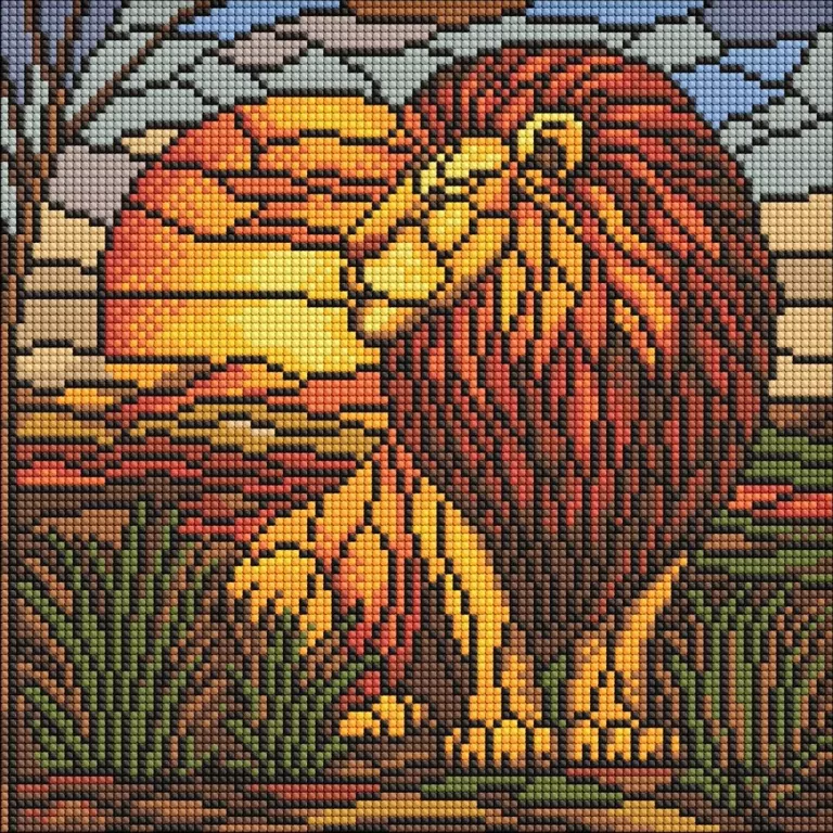 Diamentowa mozaika - Witraż. Lew 30x30cm - tantis.pl