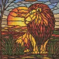 Diamentowa mozaika - Witraż. Lew 30x30cm - tantis.pl